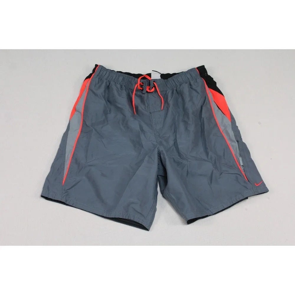 Nike Board Shorts Men XL Gray Excellent Mesh Lined Swim Trunks Drawstring
